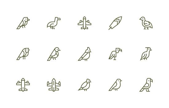 Regular Line Icons from Wing Set with 15 Vectors Complete Icon Bundle for Web Design
