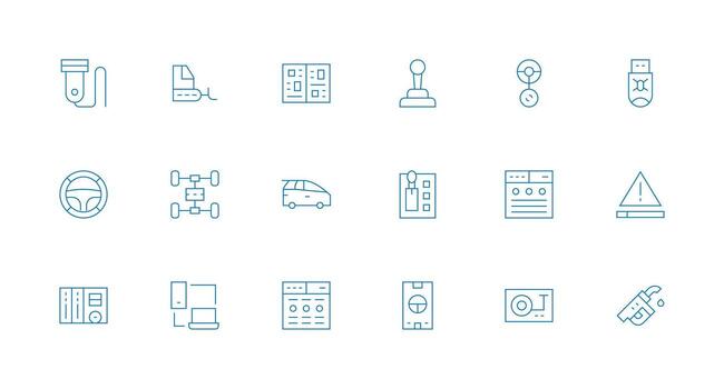 conducir conjunto con 18 mínimo línea íconos inteligente icono colección vector