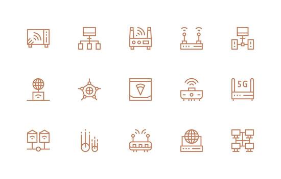 Regular Line Icons from Router Set with 15 Vectors Organized Glyph Icons for Fast Design