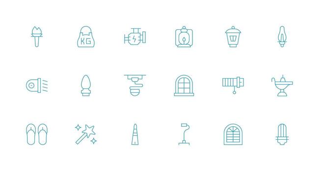 18 Icons for Light in Minimal Line Format All-Purpose Icon Design Pack vector