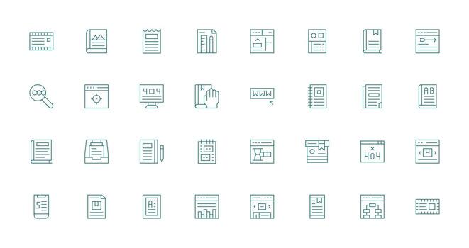 Page featuring 32 Icons in Thin Line Design Minimal Icon Set for Interface Projects vector