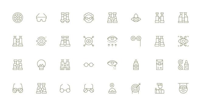 Vision Set with 32 Thin Line Icons Web and App Icon Pack Collection vector