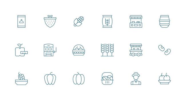 mínimo línea íconos desde Produce conjunto con 18 vectores icono conjunto
