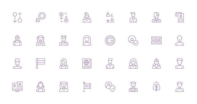 Thin Line Icons from Identity Set with 32 Vectors Clear and Concise Icon Set Collection