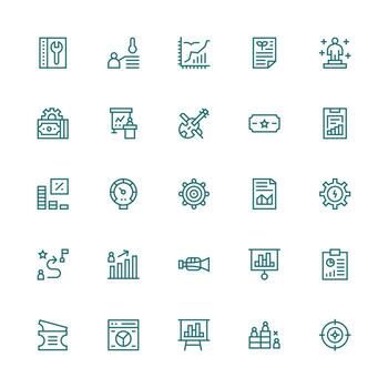 Performance Icon Set with 25 Medium Stroke Outline Graphics Versatile Icon Collection for Designers vector