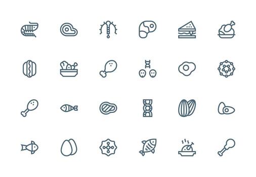 Protein featuring 24 Icons in Thick Line Line Design Customizable Icon Series for Mobile Screens vector