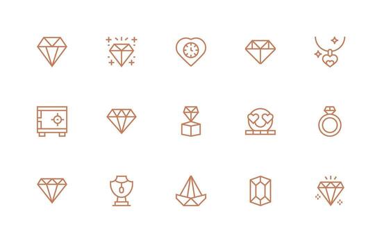Regular Line Style Precious Icons with 15 Vectors UI Icon Set