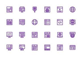 navegador icono conjunto con 24 grueso línea línea gráficos escalable íconos para multiplataforma interfaces vector