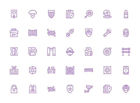 Security Visual Pack containing 35 Regular Clean Line Icons Versatile Icon Collection for Designers vector