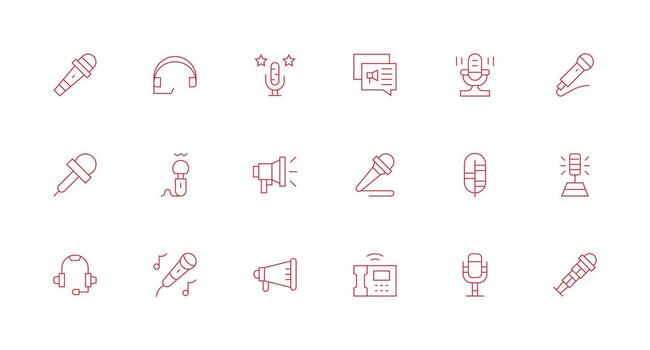 18 Icons for Voice in Minimal Line Format Modern Line and Glyph Icon Series vector