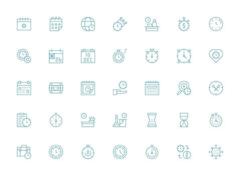 35 Light Line Style Icons from Deadline Collection Interface Icon Collection for Daily Projects vector