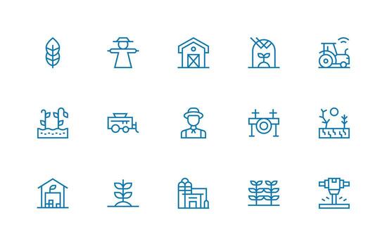 15 Icons for Crops in Regular Line Format Interface Icons for Daily Use vector