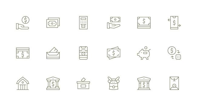 18 mínimo línea íconos para depositar gráficos multi-estilo icono colección vector