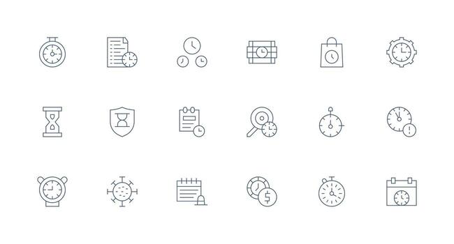 18 Minimal Line Style Icons from Deadline Collection UI-Ready Icon Collection vector