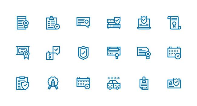 fuerte carrera línea estilo aprobado íconos con 18 vectores listo para la interfaz de usuario icono colección