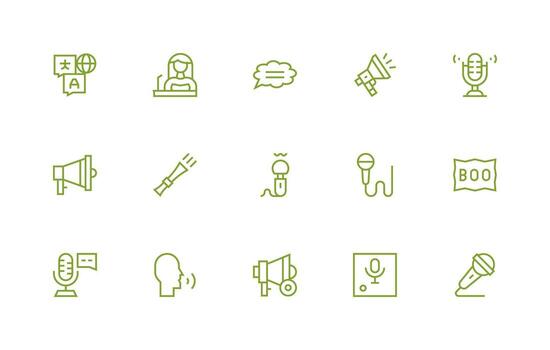 Regular Line Icons from Speech Set with 15 Vectors Icon Pack for UI