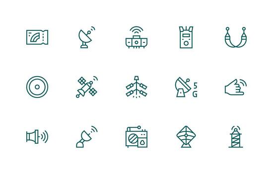 15 Regular Line Icons for Radio Graphics Essential Icon Set for Teams vector