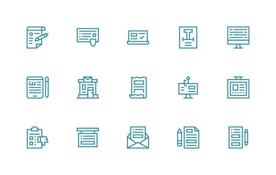 Regular Line Style Online Form Icons with 15 Vectors Pixel Perfect Icon Set
