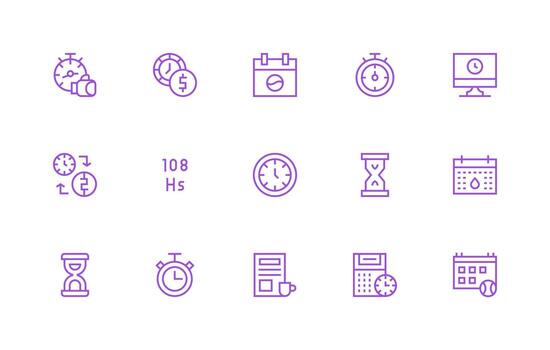 Deadline Icon Set with 15 Regular Line Graphics Interface Icon Collection for Daily Projects vector