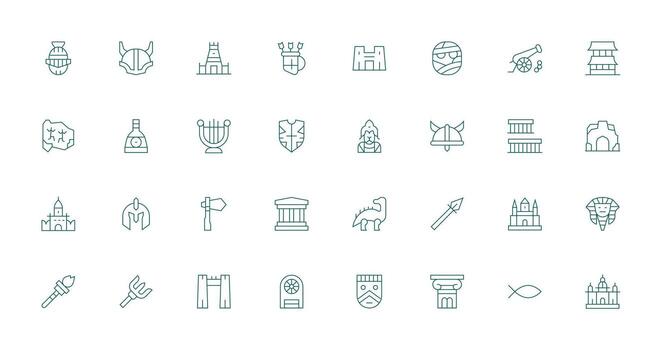 Ancient featuring 32 Icons in Thin Line Design Neat Icon Set vector
