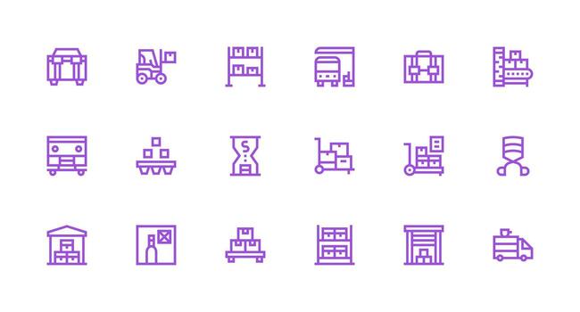 Pallet Design Icons featuring 18 in Strong Stroke Line Style Basic Icon Series vector