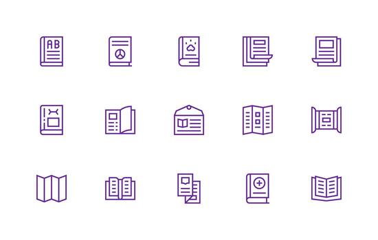 Regular Line Icons from Booklet Set with 15 Vectors Sharp Icons for Presentations