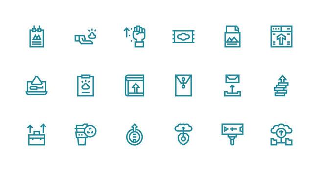 18 Strong Stroke Line Style Icons from File Upload Collection Icon Collection Set vector