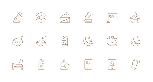 Quiet Icon Set with 18 Minimal Line Graphics Standard Icon Pack vector