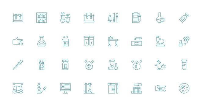 Lab Set with 32 Thin Line Icons Complete Icon Bundle for Web Design vector