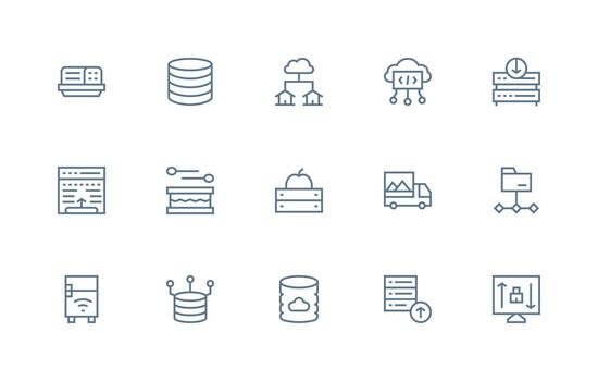 15 Regular Line Vectors for Cloud Storage Theme Balanced Icon Set for Functional Design