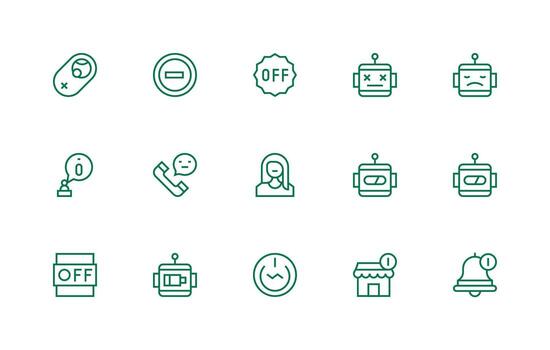 Inactive Design Icons featuring 15 in Regular Line Style Clean Icon Set Icon Pack for UI Projects vector