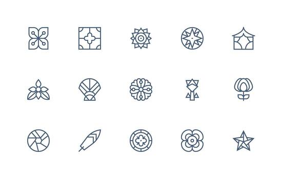 Regular Line Style Decorative Element Icons with 15 Vectors Dashboard Icon Series