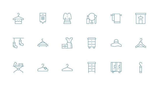 Minimal Line Style Wardrobe Icons with 18 Vectors Basic Icon Series