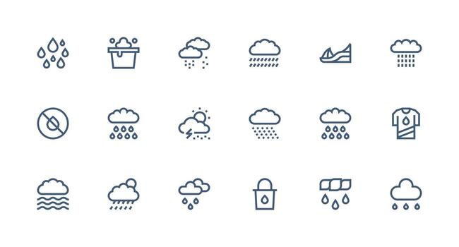 18 Strong Stroke Line Icons for Wet Graphics Reliable Icons for All Interfaces vector