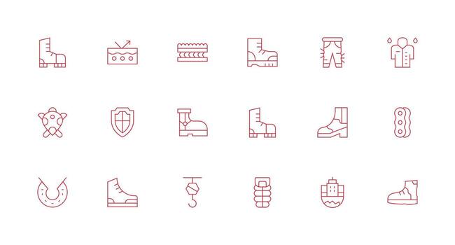 Durable Icon Set with 18 Minimal Line Graphics Neat Icon Set vector