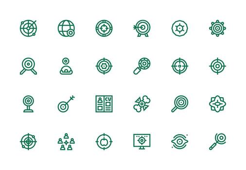 Objective Icon Set with 24 Thick Line Line Graphics Dashboard Icon Series vector