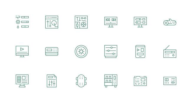 Minimal Line Icons from Controls Set with 18 Vectors Modern Line and Glyph Icon Series