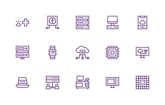 Computing featuring 15 Icons in Regular Line Design Organized Pack for Project Assets vector