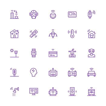 Medium Stroke Outline Style Smart Icons with 25 Vectors Pixel Perfect Icon Set