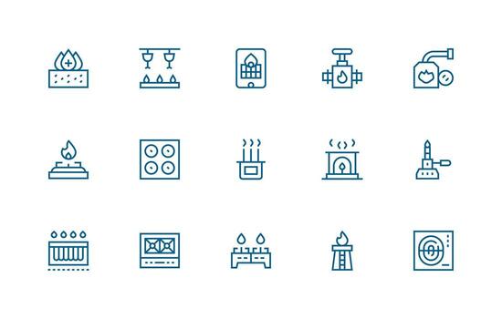 Burner Icon Collection with 15 Regular Line Designs Multi-Purpose Icon Pack for Templates vector