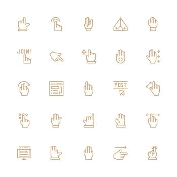 medio carrera contorno íconos desde cursor conjunto con 25 vectores editable icono colección