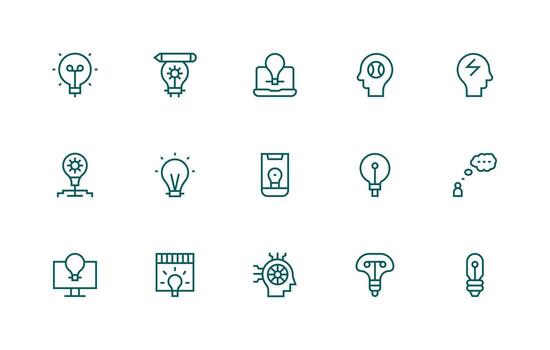 15 Regular Line Vectors for Thinking Theme Functional Icon Series