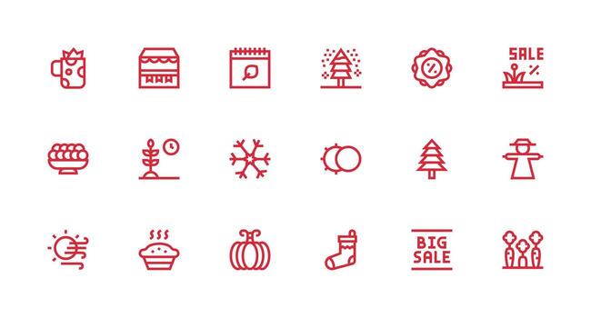 18 fuerte carrera línea vectores para estacional tema escalable íconos para multiplataforma interfaces