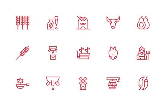 15 Icons for Farm in Regular Line Format Scalable Icons for All Themes vector