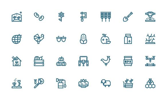 Agriculture Design Icons featuring 28 in Bold Line Style Icons Built for Visual Consistency Pack vector