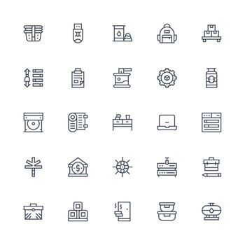 Storage Icon Collection with 25 Medium Stroke Outline Designs Clean Icon Collection for Web Use vector