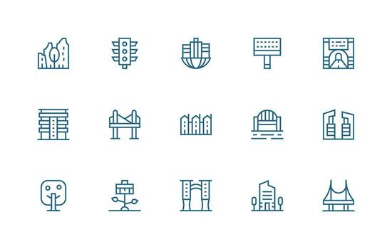 15 Icons for Urban Planning in Regular Line Format Digital Product Icons for Fast Delivery vector