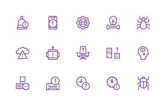 problema presentando 15 íconos en regular línea diseño monitor icono paquete vector