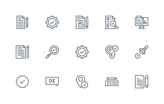 Correct Set with 15 Regular Line Icons Smart Icon Collection vector