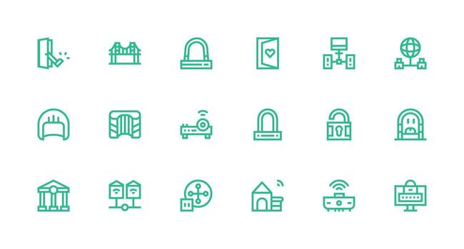 Gateway Design Icons featuring 18 in Strong Stroke Line Style Line Icon Collection vector